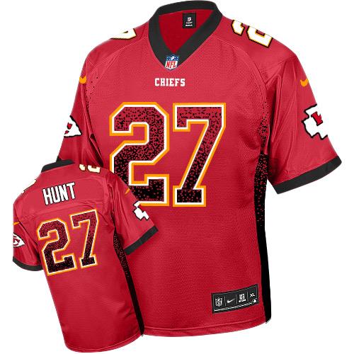 Nike Chiefs #27 Kareem Hunt Red Team Color Men's Stitched NFL Elite Drift Fashion Jersey - Click Image to Close